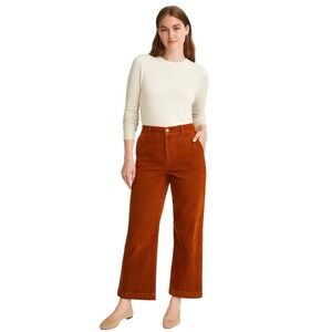 Anthropologie Maeve Colette Women's Pants Orange Corduroy Crops Wide Leg 20W